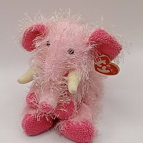 TY PUNKIES Collection Pipsqueak PINK Shaggy ELEPHANT Stuffed Animal 9” - Picture 2 of 7